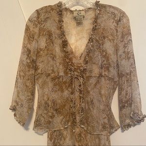 ICE 100% silk 2 piece dress & jacket.  Jacket-embellished with iridescent beads.